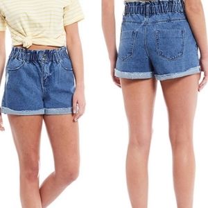 a loves a Blue High Waisted Rolled Denim Shorts 28
